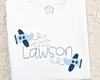Airplanes with Name Embroidery T-shirt/Bubble/Romper