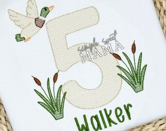 Mallard Duck Birthday Shirt | Embroidered Duck Theme Tee | Personalized Name, Boys Outdoor Apparel