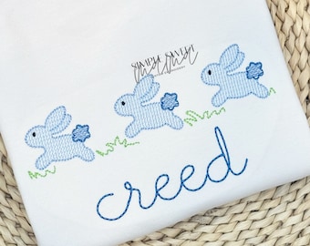Hopping Easter Bunnies Embroidery T-shirt/Bubble/Romper