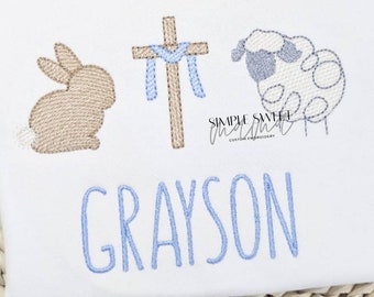 Easter Trio Embroidery T-shirt/Bubble/Romper