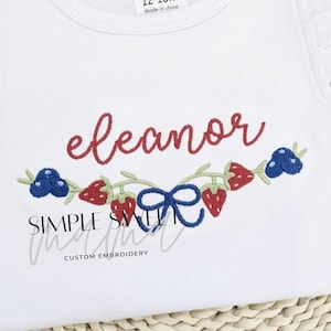 Strawberry and Blueberry Embroidery T-shirt/Bubble/Romper