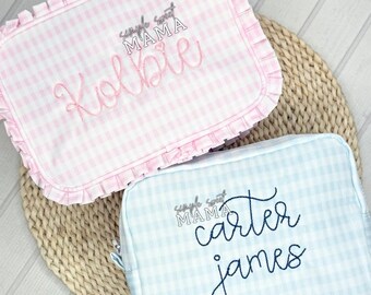 Personalized Gingham Everything Bag | Wipeable Nylon Toiletry Pouch