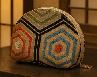 Neceser Fukuro Obi vintage reciclado: Estuche de maquillaje estilo kimono