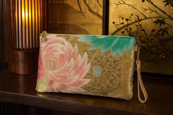 Clutch bag recrafted by hand from Vintage Japanese Kimono Obi