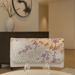 Handmade Japanese Obi Clutch | Sakura Wedding Purse | Vintage Kimono Silk Evening Bag image 1