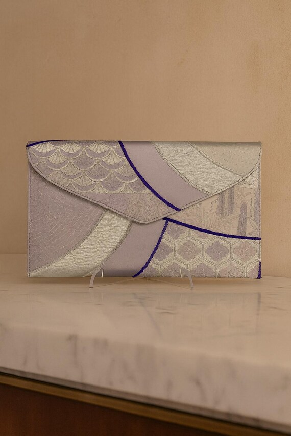 wedding clutch recrafted from Vintage Japanese Kimono Obi, purple clutch bag
