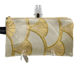 gold wristlet upcycled from vintage Kimono Obi, wedding clutch bag, evening clutch