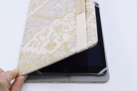 Buy Vintage Japanese Obi Tablet Cover | Upcycled Kimono Sash Case | with Arabesque Flowers Pattern by Annina Designs