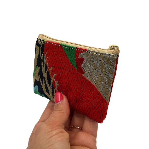 Vintage Japanese Kimono Cardholder - MOMIJI & SAYAGATA Elegance in Black, Red, Gold, Blue, Green