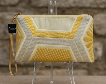 Handgemaakt mini-polsbandje | Vintage kimono-obi | Elegant goud en groenachtig goud | Duurzaam modeaccessoire