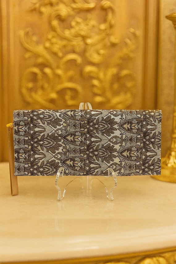 Green Obi Clutch Bag – Japanese Envelope Purse from Vintage Kimono Silk – Handcrafted – Eco-Friendly – Formal Evening Bag Gift