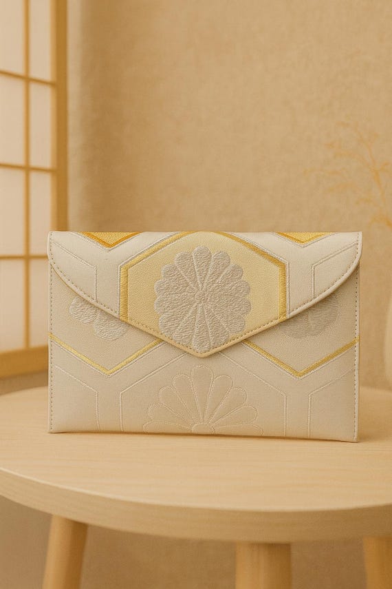wedding clutch recrafted from Vintage Japanese Obi, formal evening clutch
