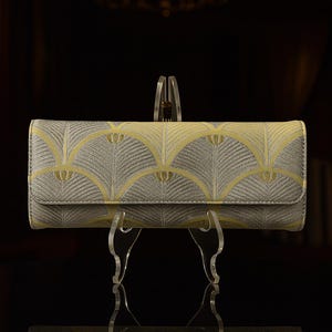 Yellow Obi Clutch, Vintage Japanese Fukuro Obi, Evening Bag image 1