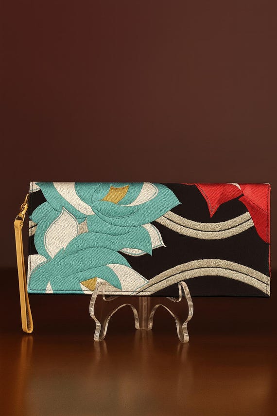 Evening Bag with detachable wrist strap handcrafted from vintage Japanese Kimono Belt | Annina Designs