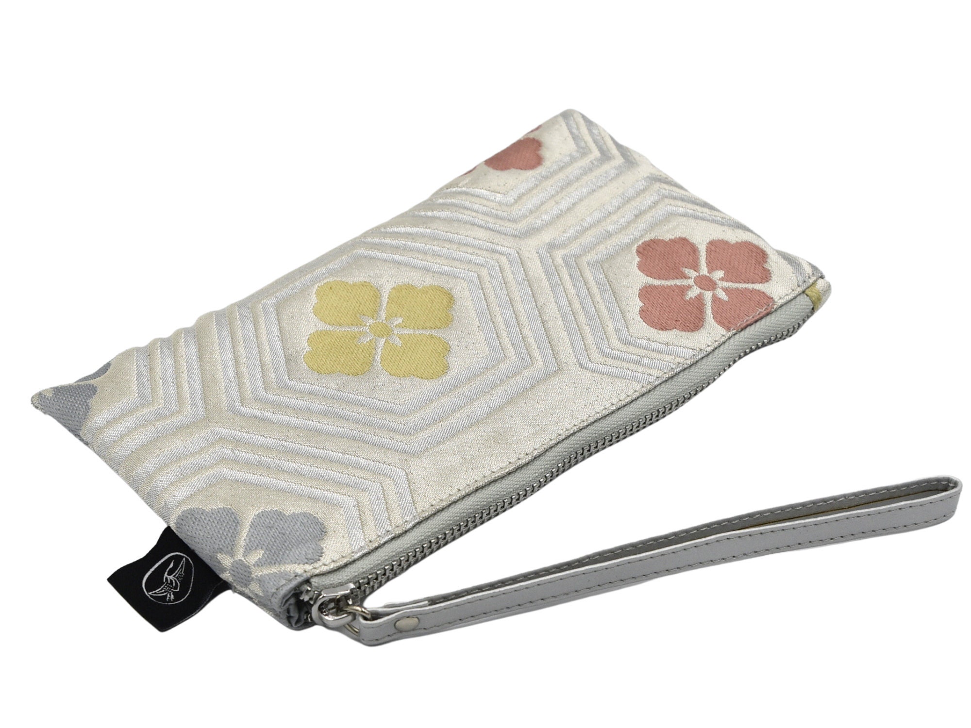 Handmade Bridal Clutch Vintage Kimono Obi Silver, Red, Blue Handmade Bridal Clutch Vintage Kimono Obi Silver, Red, Blue