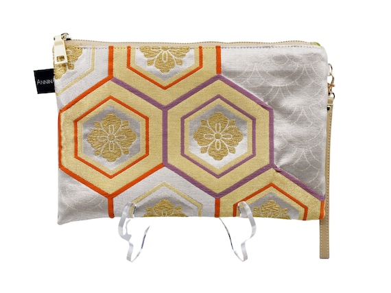 Clutch bag recrafted by hand from Vintage Japanese Kimono Obi