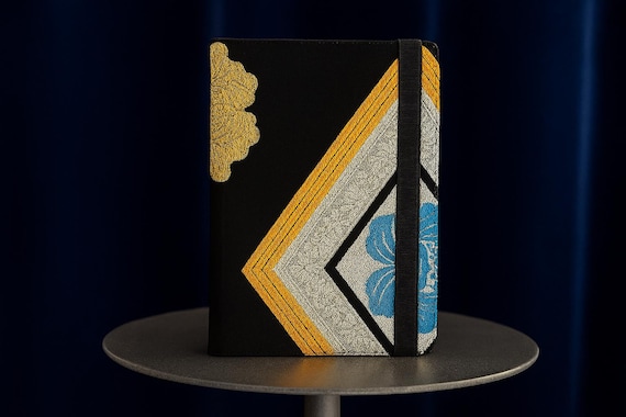 Japanese Kimono Obi Patterns Tablet Case: Tech Elegance in Black, Yellow, Blue & Silver