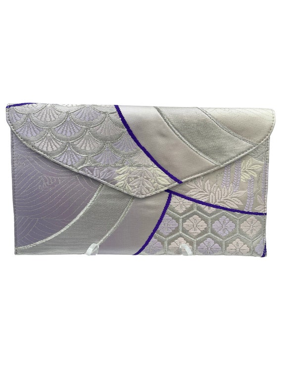 wedding clutch recrafted from Vintage Japanese Kimono Obi, purple clutch bag