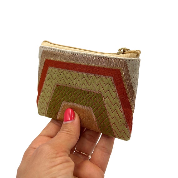Vintage Japanese Kimono Cardholder - KIKKOU Charm in Gold, Green, Red