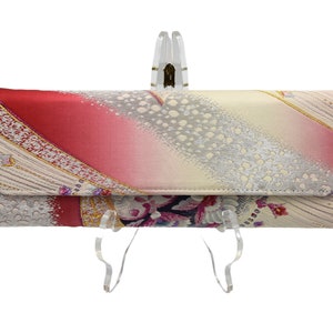 Pink wedding clutch bag recrafted from Vintage Japanese Kimono Obi