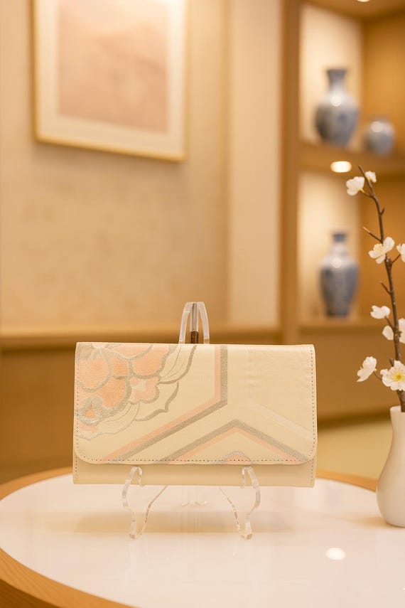 Handmade Wedding Obi Silver Satin Lining Clutch | Meticulously recrafted for You! | AnninaDesigns