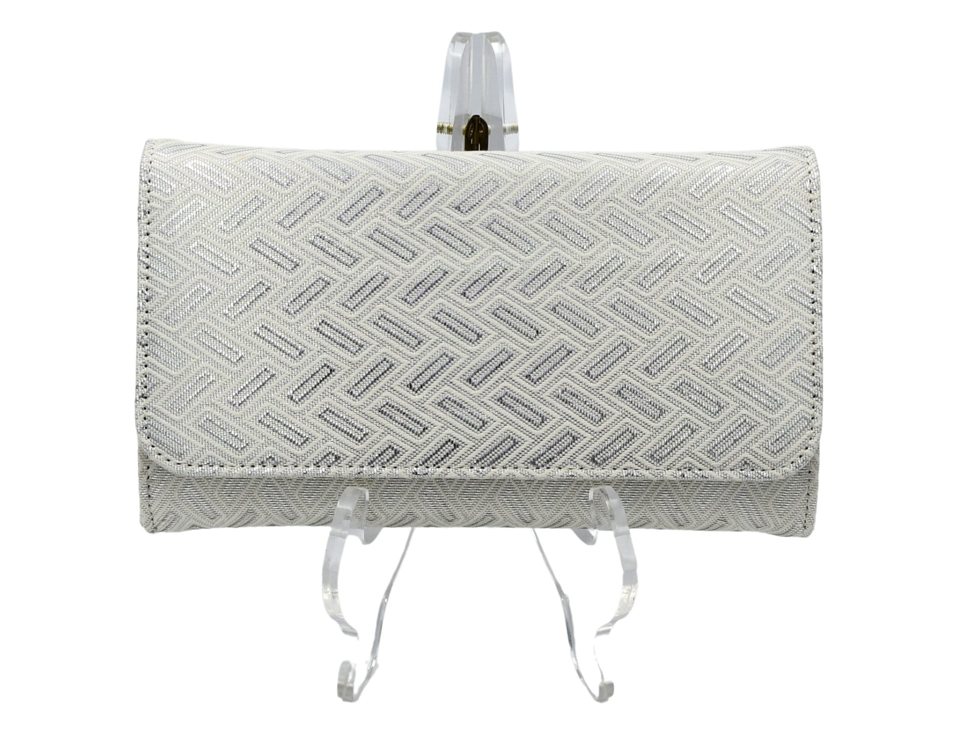 Silver Clutch Bag with Embroidered Crystals, Beads and Faux Pearls | Exotic  India Art