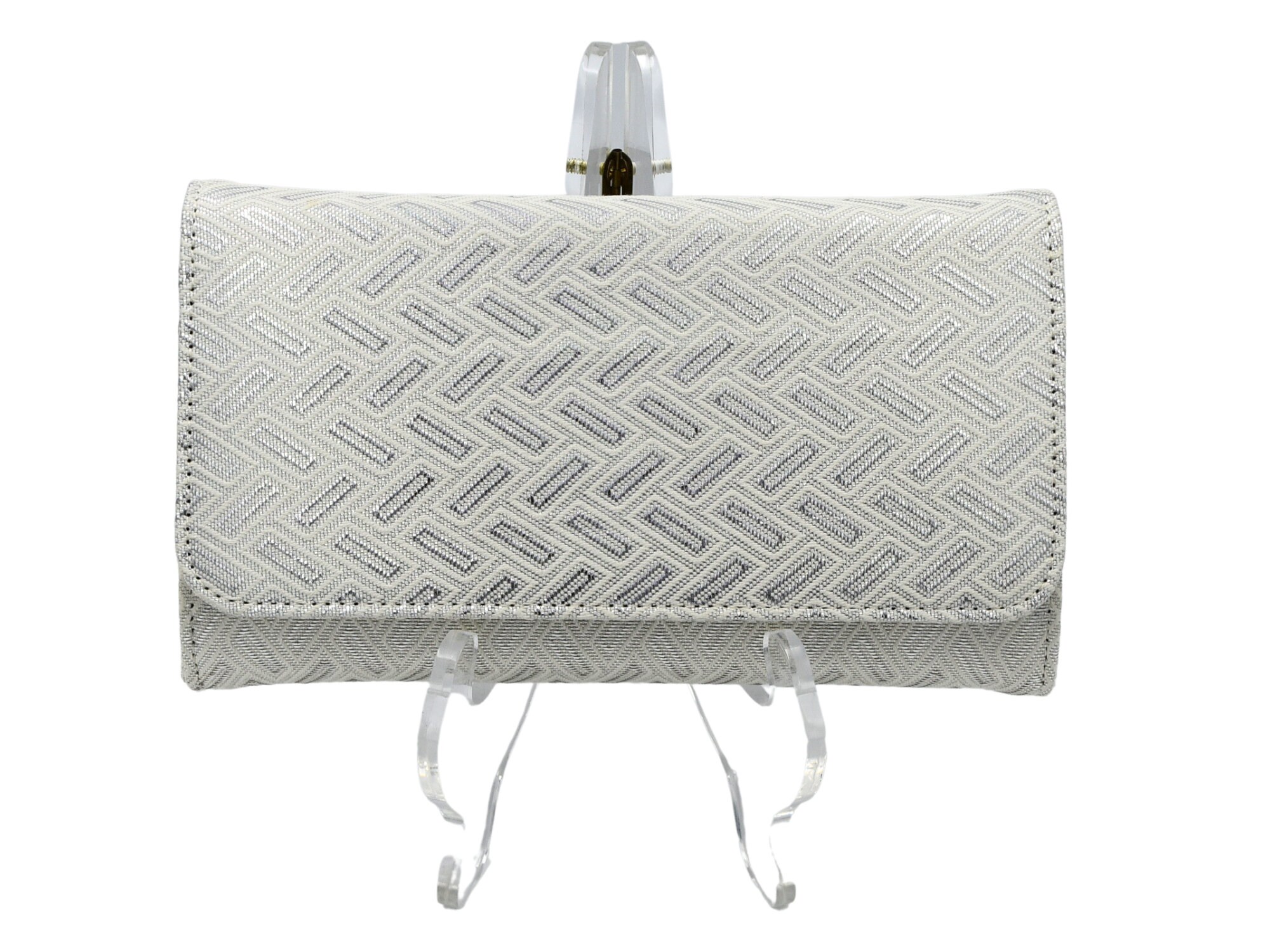 Silver Clutch Bag with Embroidered Crystals, Beads and Faux Pearls | Exotic  India Art