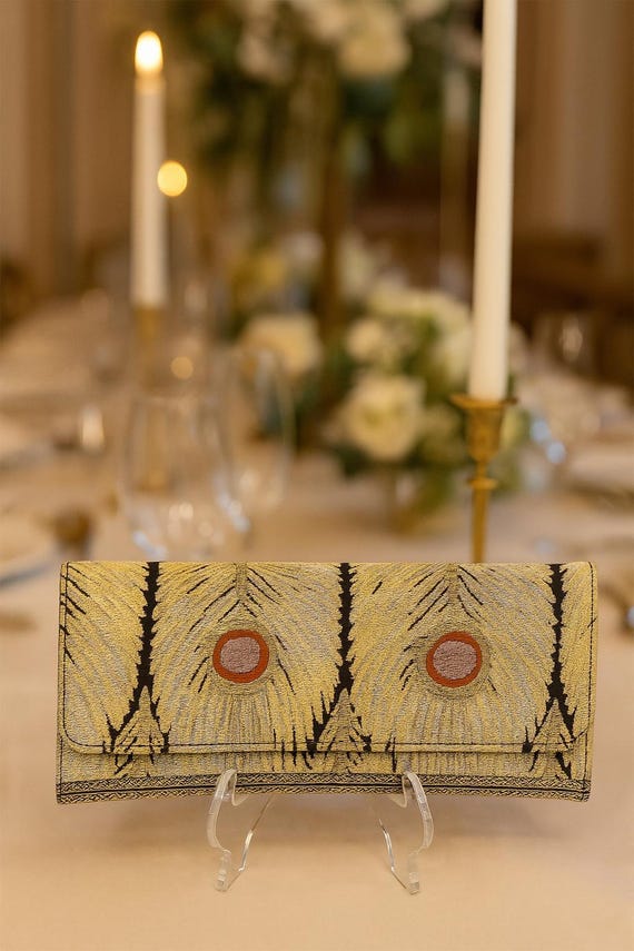 Gold evening japanese clutch bags for women | Annina Designs