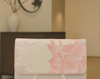 Upcycled Pink Evening Vintage Kimono Obi Silk Clutch Bag for Women | AnninaDesigns