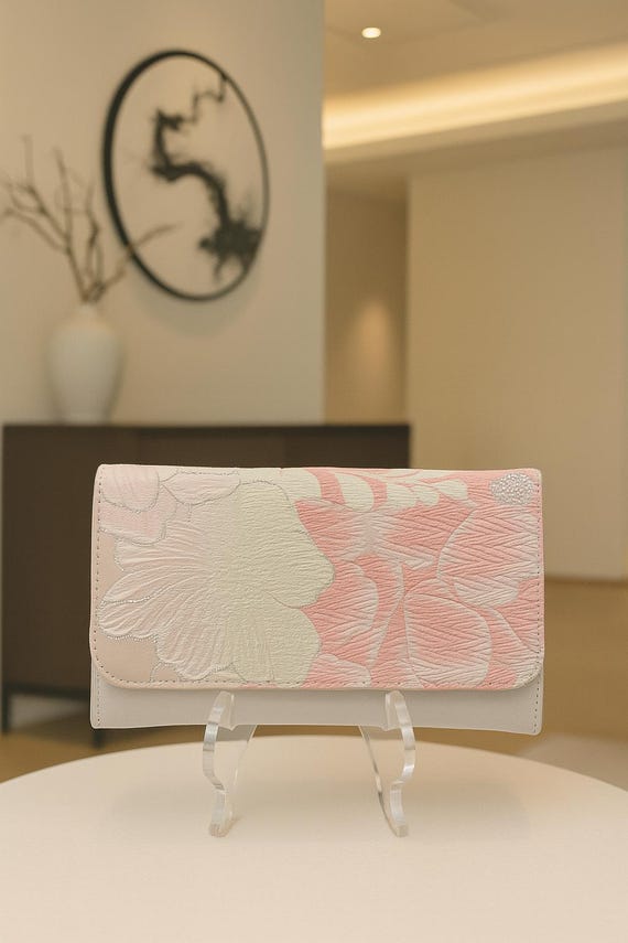 Upcycled Pink Evening Vintage Kimono Obi Silk Clutch Bag for Women | AnninaDesigns