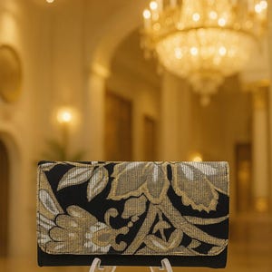 Handmade Japanese Obi Clutch | Vintage Kimono Silk Evening Bag | Elegant Chrysanthemum Bridal Purse
