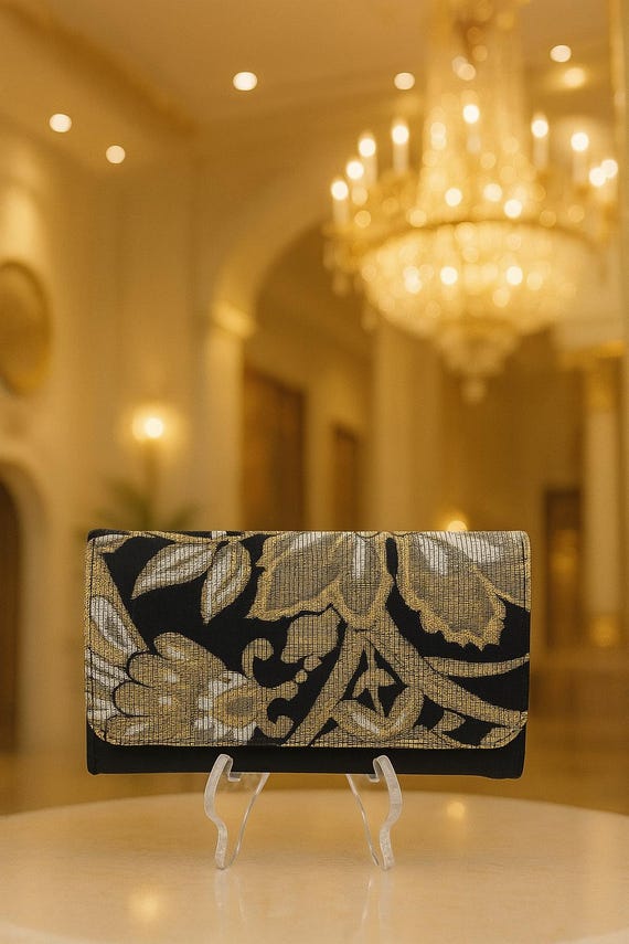 Handmade Japanese Obi Clutch | Vintage Kimono Silk Evening Bag | Elegant Chrysanthemum Bridal Purse