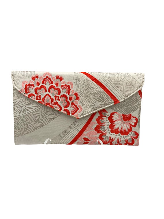 Handcrafted Vintage Japanese Fukuro Obi Envelope Clutch – Classic Botan Peony Design