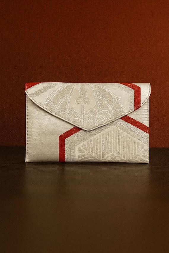 wedding clutch recrafted from vintage Japanese Kimono Obi, bridal clutch bag, Kimono Obi bag