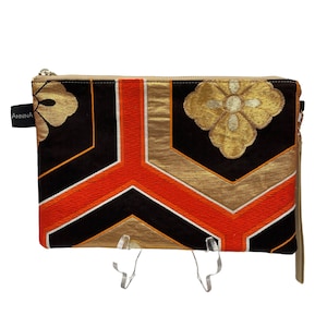 Elegante Clutch handgefertigt aus japanischem vintage Kimonogürtel