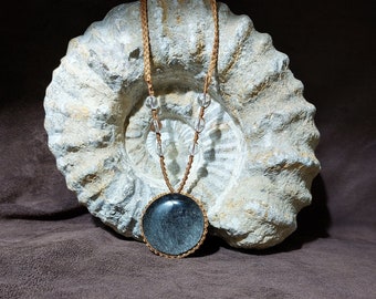 C286 OSSIDIANA argento su collana in macramè con quarzo fumè, gioiello di protezione e cura, realizzato artigianalmente in Italia