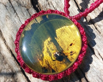 C300 ambra messicana collana in macramè per lui e lei pietra curativa per il benessere amuleto etnico stile boho artigianato fatto in Italia