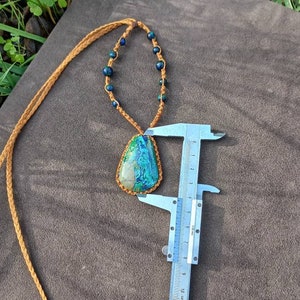 C13 azzurite malachite collana macrame con pietre handmade necklace gioiello cristallo curativo benessere olistico yoga minerali talismano