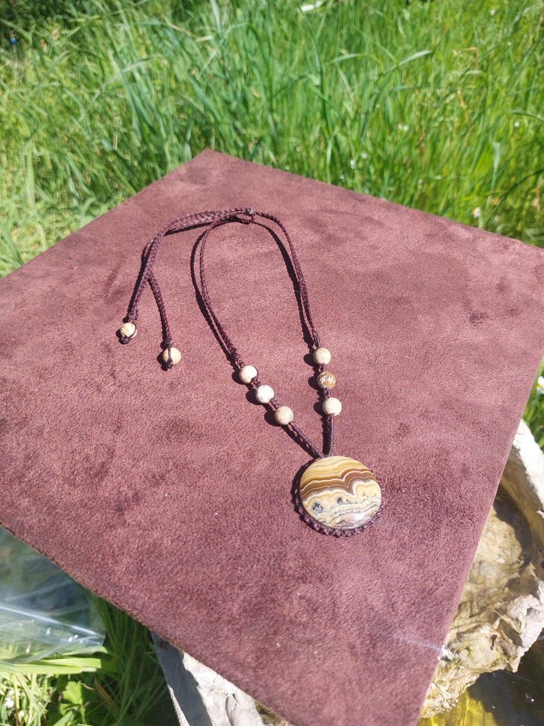 C305 collana in macramè con onice pietra curativa amuleto cristallo per benessere olistico yoga gioiello artigianato fatto in tialia image 4