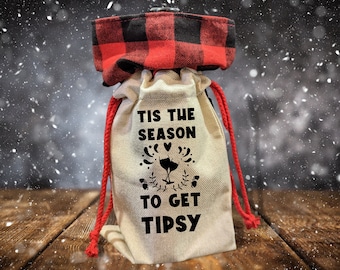 Christmas Wine Bag, Wine Bag Gift, Holiday Wine Bag