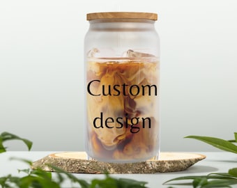 CUSTOM ORDER| Libbey Mug|Personalized Coffee Beer Glass| Iced coffee glass with name| with lid