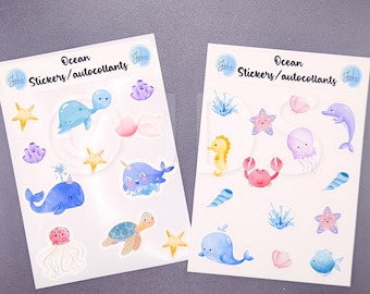 Ocean creature sticker sheet | whale tights | teacher stickers |correction stickers |teacher|gift for teacher