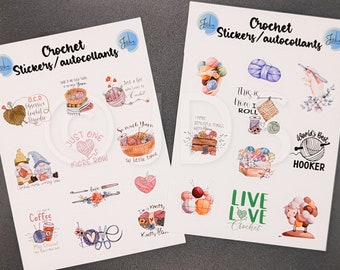 Crochet sticker sheets | stickers | crochet notebook stickers | crafter gift | scrapbook |bullet journal