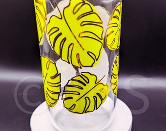 Flower color changing iced coffee glass Libbey Mug|Coffee Beer Glass| Iced coffee glass with name| with lid