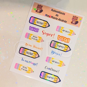 Teacher stickers | grading stickers | correction tights | bullet journal| scrapbook| good job stickers| french stickers | gift for kids