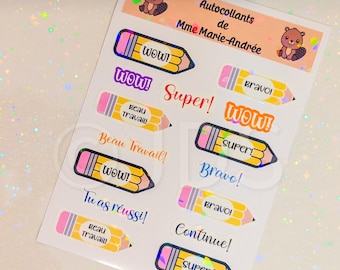 Teacher stickers | grading stickers | correction tights | bullet journal| scrapbook| good job stickers| french stickers | gift for kids