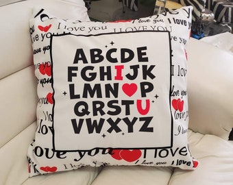 Valentines Day Pillow Covers 18x18, Valentines Day Decor, Picture Throw Pillow, Red Love Decorative
