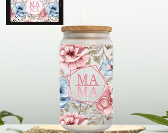 Flower Iced Coffee Glass| Libbey Mug|Personalized Coffee Beer Glass| Iced coffee please| Iced coffee mug with lid