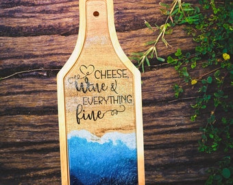 Wine shaped glass charcuterie board with waves
