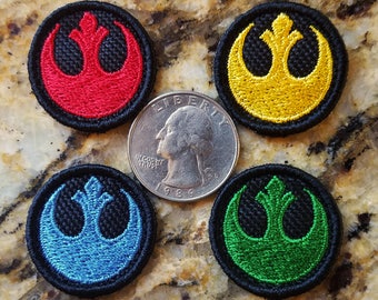 Rebel Alliance Patches/Resistance Patches. Tiny size. ~Quarter sized ~about 1.1 inch ~ inspired by Star Wars ~red ~yellow(gold) ~blue ~green